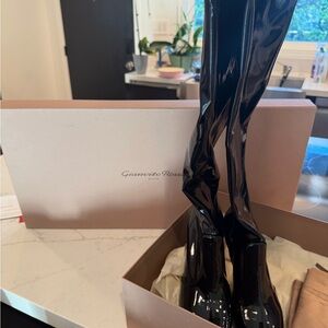 Gianvito Rossi Patent Black Tall Boots